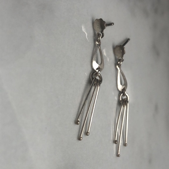 Vintage sterling silver drop stud earrings - Picture 1 of 3
